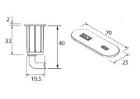 Logo Nano ovale dor� - prise � encastrer ovale coloris dor� 1 prise usb-a