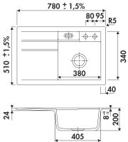 Logo Tr�sor polar - evier � encastrer luisina 1 bac, 1 �gouttoir coloris