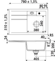 Logo Tr�sor nigra - evier � encastrer luisina 1 bac, 1 �gouttoir coloris