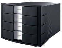 Logo Han module de classement impuls, 4 tiroirs, en polystyr�ne, coloris gris. dim. l29,4 x h23,5 x p36,8 268716