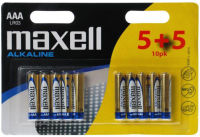 Logo Maxell pile alcaline '5+5', micro aaa, blister de 10 11630073