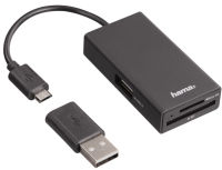 Logo Hama hub usb 2.0 otg / lecteur de carte sd, noir 1654141