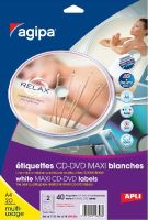 Logo Agipa etiquettes cd/dvd maxi, diamètre: 117,5 mm, blanc 66000391
