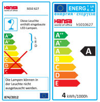Logo Hansa lampe  led scala noire alu et abs - hauteur 30 cm, tte 5 x 3,5 cm socle 11 x 7,5 cm 314897
