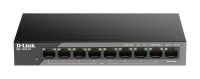 Logo 8 ports poe 10/100 longue distance +1 ports uplink poe 802.3at protection 6kv budget poe 92w dss-100e-9p
