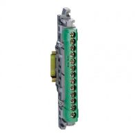 Logo Bornier de rpartition ip 2x - terre - 1 connexion 6  25 mm - vert - l 113 mm 004834