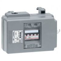 Logo Bo�tier de d�rivation 32 a canal. pr�fab. mr - disjoncteur 4p - fen�tre plastron 045013