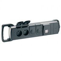 Logo Bloc multiprise caout - 4x2p+t - 16 a - poign�e transport/inter bipol - noir 050552