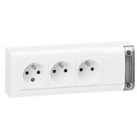 Logo Bloc multiprise fixable - 3x2p+t - sans cordon - l. 208 mm 050609