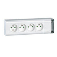 Logo Bloc multiprise fixable - 4x2p+t - sans cordon - inter bipol/limiteur intensit� 050616