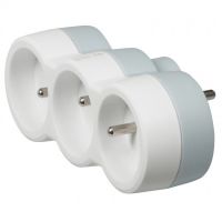 Logo Fiche multiprises - 16 a - 3x2p+t - 3 sorties frontales - blanc 050639