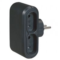 Logo Fiche multiprises - 6 a - 4x2p - 4 sorties lat�rales - noir 050651