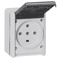 Logo Prise saillie �tanche plexo 32 a - 3p+n+t - ip44-ik08 - � volet - 96x119 - gris 055877