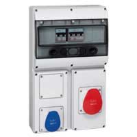 Logo Coffret 2 prises p17 - ip44 - avec disj - 1x2p+t 16 a + 1x3p+n+t 32 a 058921