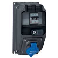 Logo Coffret monoprise hypra - ip44 - 32 a - 200/250 v~ - 2p+t - avec disjoncteur 059246