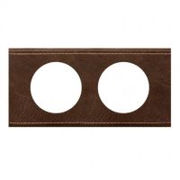 Logo Plaque c�liane - mati�res - 2 postes - cuir brun textur� 069402