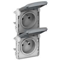 Logo Prises 2x2p+t vertical pr�c�bl�es prog plexo composable gris - 16 a - 250 v 069563