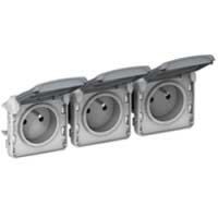 Logo Prises 3x2p+t horizontal pr�c�bl�es prog plexo composable gris - 16 a - 250 v 069564