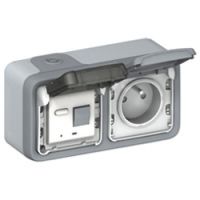 Logo Prise diff�rentielle 10 ma prog plexo composable gris - 16 a - 250 v 069566