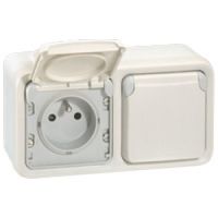 Logo Prises 2x2p+t horizontal pr�c�bl�es prog plexo composable blanc - 16 a - 250 v 069642