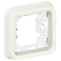 Logo Support plaque - pour encastr� prog plexo composable blanc - 1 poste 069692