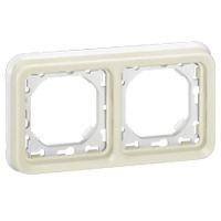 Logo Support plaque - pour encastr� prog plexo composable blanc - 2 postes horiz 069694