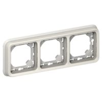 Logo Support plaque - pour encastr� prog plexo composable blanc - 3 postes horiz 069698