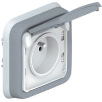 Logo Prise 2p+t avec �clips de protection prog plexo complet encastr� gris - 16 a 069831