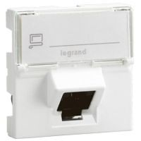 Logo Prise rj 45 prog mosaic - cat. 6 - ftp - inclin�e 45� - 2 mod - blanc - lcs� 076505