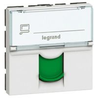 Logo Prise rj 45 prog mosaic - cat. 6 - ftp - volet vert - 2 mod - blanc - lcs� 076522