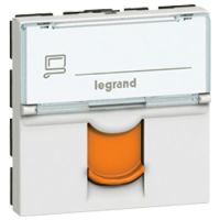 Logo Prise rj 45 prog mosaic - cat. 6a - stp - volet orange - 2 mod - blanc - lcs� 076525