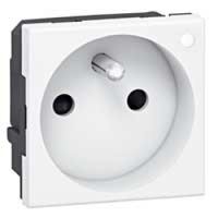 Logo Prise prog mosaic - 2p+t droite - � voyant - 2 mod - blanc antimicrobien 077112