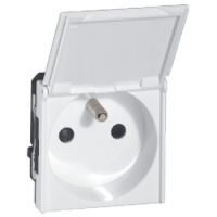 Logo Prise prog mosaic - 2p+t droite - � volet - bornes auto - 2 mod - blanc 077119