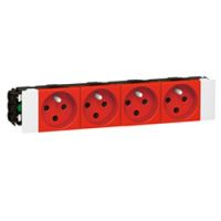 Logo Prise pour goulotte clippage direct prog mosaic - 4x2p+t dtromp - 8 mod - rouge 077124