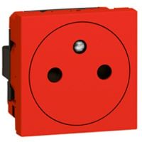 Logo Prise prog mosaic - 2p+t � puits affleurant - 2 mod - rouge antimicrobien 077133