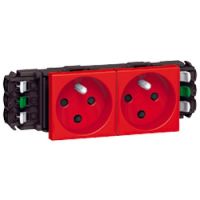 Logo Prise prog mosaic pour goulottes dlp- 2x2p+t d�trompage- auto- 4 modules- rouge 077322