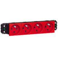 Logo Prise prog mosaic pour goulottes dlp- 4x2p+t d�trompage- auto- 8 modules- rouge 077324