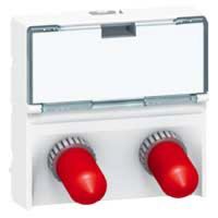 Logo Prise travers�e fibre optique prog mosaic - 2 x st - � ba�onnette - 2 mod -blanc 078616