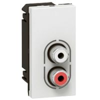 Logo Prise audio prog mosaic - 2 rca femelle audio - 1 mod - blanc 078753