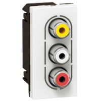 Logo Prise audio vido prog mosaic - 3 rca femelle audio vido - 1 mod - blanc 078754
