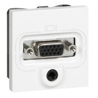 Logo Prise vid�o prog mosaic - hd 15 femelle + jack 3,5 mm � visser - 2 mod - blanc 078774