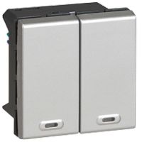 Logo Poussoir bus/scs gestion d'�clairage prog mosaic - on/off - 2 directions - alu 079172