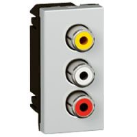 Logo Prise audio vido programme mosaic - 3 rca femelle audio vido - 1 module - alu 079254