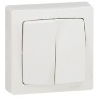 Logo Va-et-vient + poussoir appareillage saillie complet - 6 a - blanc 086007