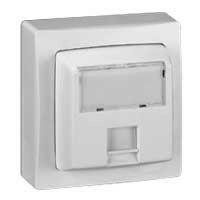 Logo Prise rj 45 cat.6 ftp 9 contacts appareillage saillie complet - blanc 086047