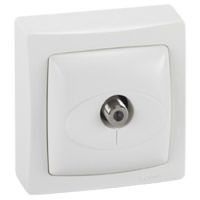 Logo Prise tv simple - type ''f'' � visser - appareillage saillie complet - blanc 086053