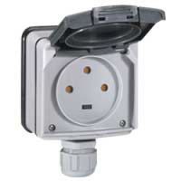 Logo Prise 3p+t � volet - 20 a - 400 v~ - plexo 66 monobloc gris - ip66/ik08 090456