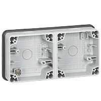 Logo Bo�tier plexo 66 composable gris - ip66/ik08 - 2 postes horizontaux 090493