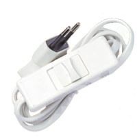 Logo Cordon pr��quip� pr lampe -1,5m/2x0,75mm� -fiche m�le 2p +inter 2a-blanc 091183