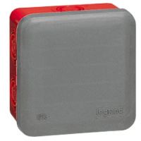 Logo Bte carr�e 80x80x45 �tanche plexo gris/rouge - pour presse-�toupe iso 092009